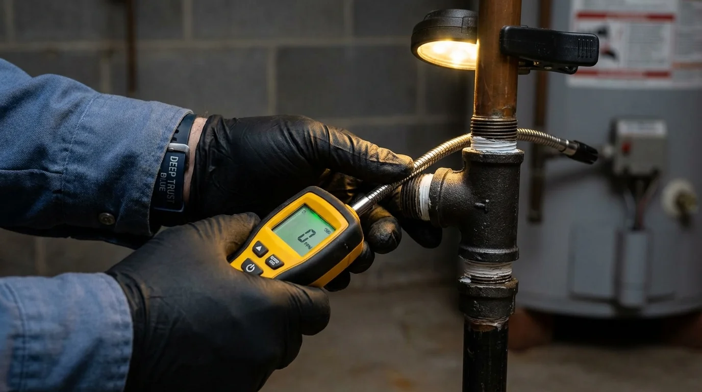 Gas leak detection with electronic sniffer by Johns Plumbing LLC in Braddock